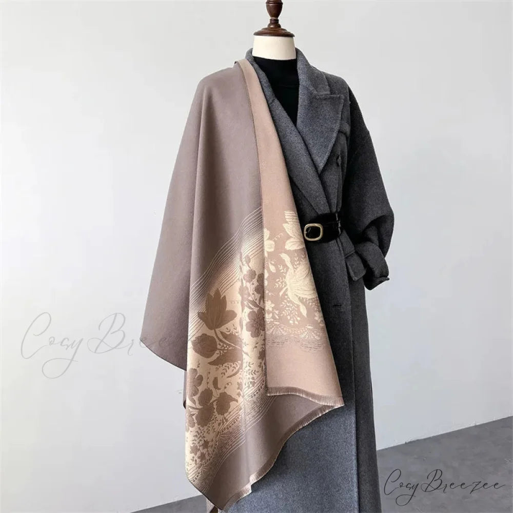 Floral Printed Cashmere Winter Pashmina Scarf pink 1 scarf-241228