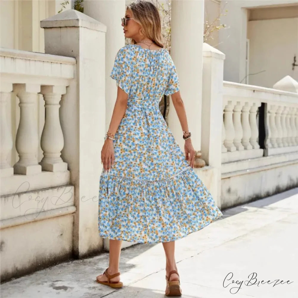 Floral Ruffles Belted Midi Dress oldfloraldress-250126