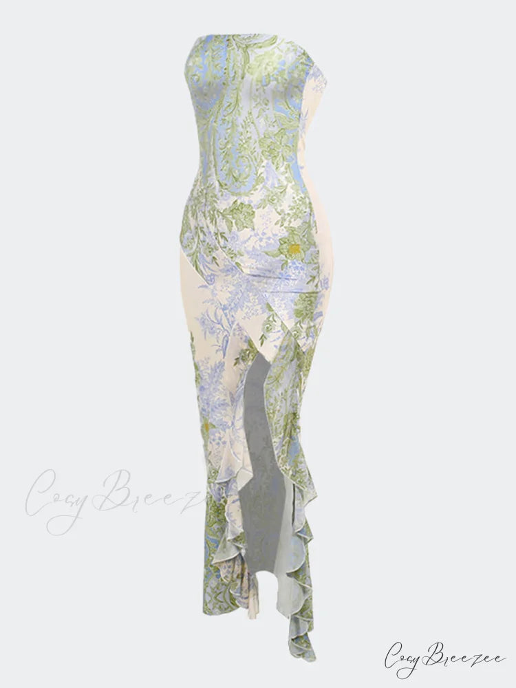 Floral Sexy Stylish Slit Maxi Dress