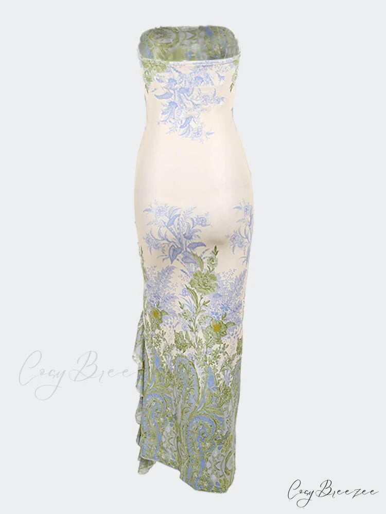 Floral Sexy Stylish Slit Maxi Dress