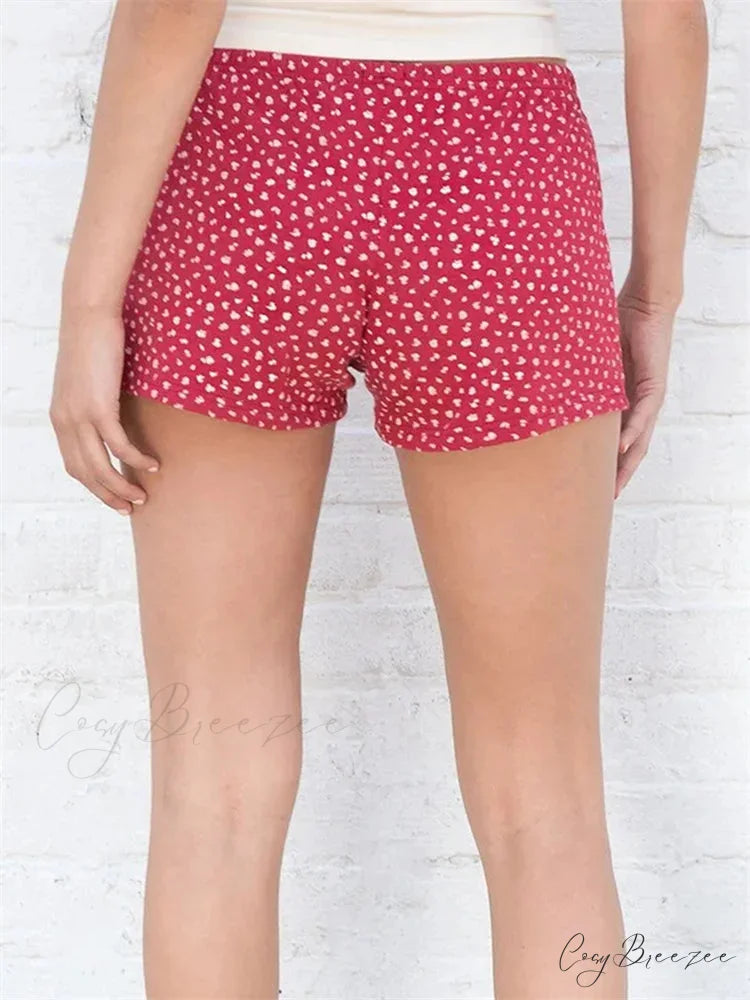 Floral Striped Button Party Shorts short-250223