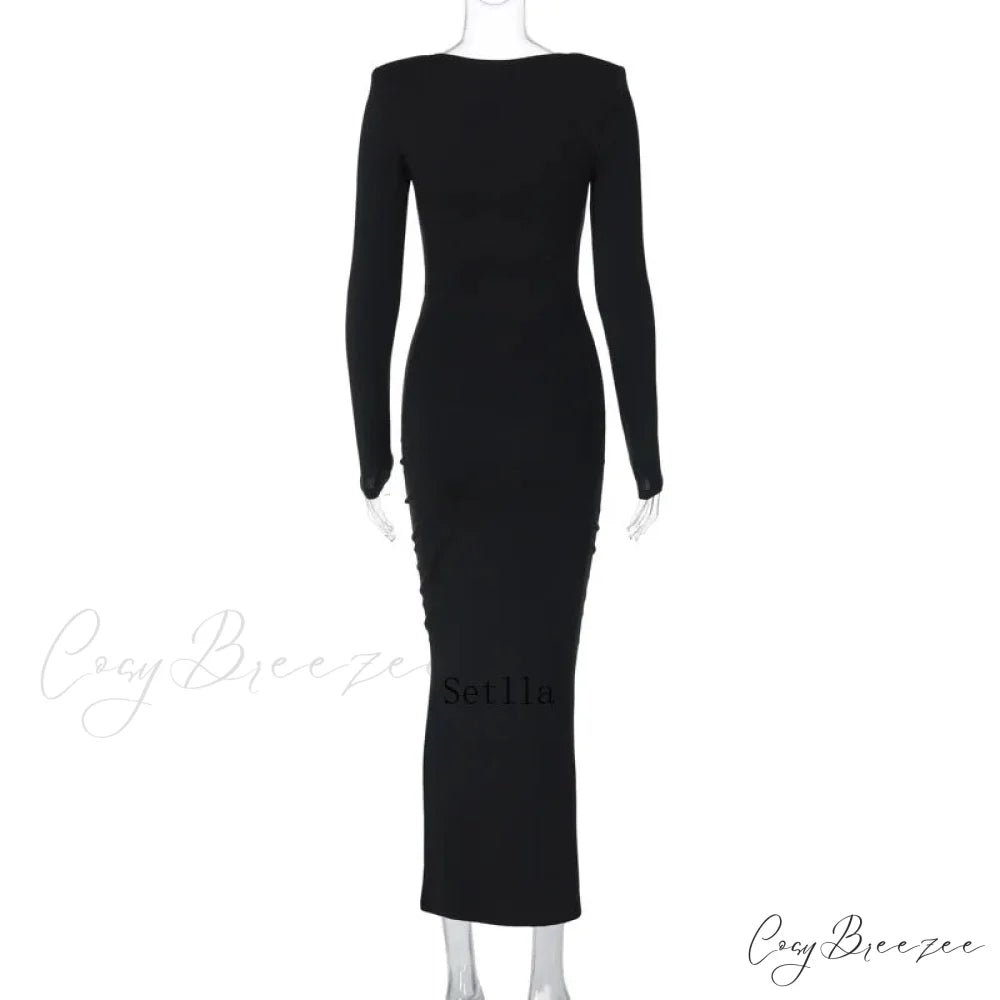 Florale Cut Out Long for Women Long Sleeve Sexy Sexy Midi Dress
