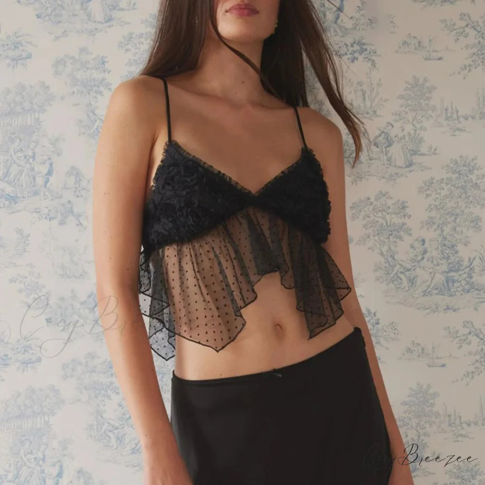 Flower Dot Patchwork Crop Top croptop-250223