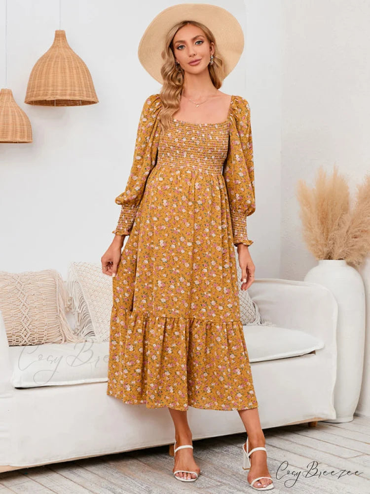 Flowered Maternity Small with Chiffon Gown Print