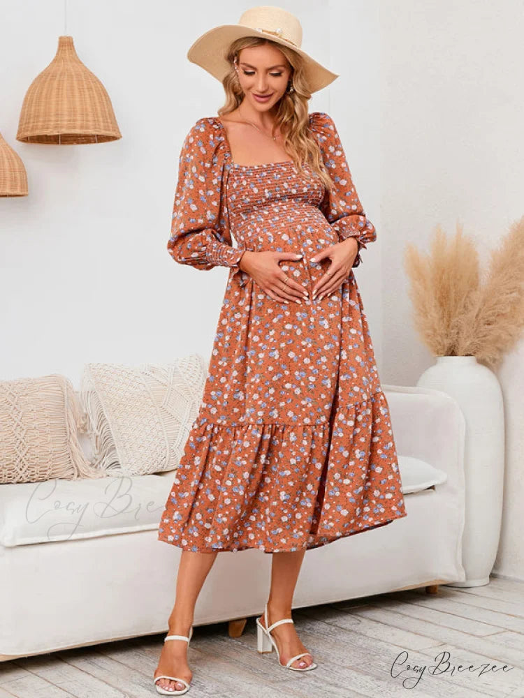 Flowered Maternity Small with Chiffon Gown Print