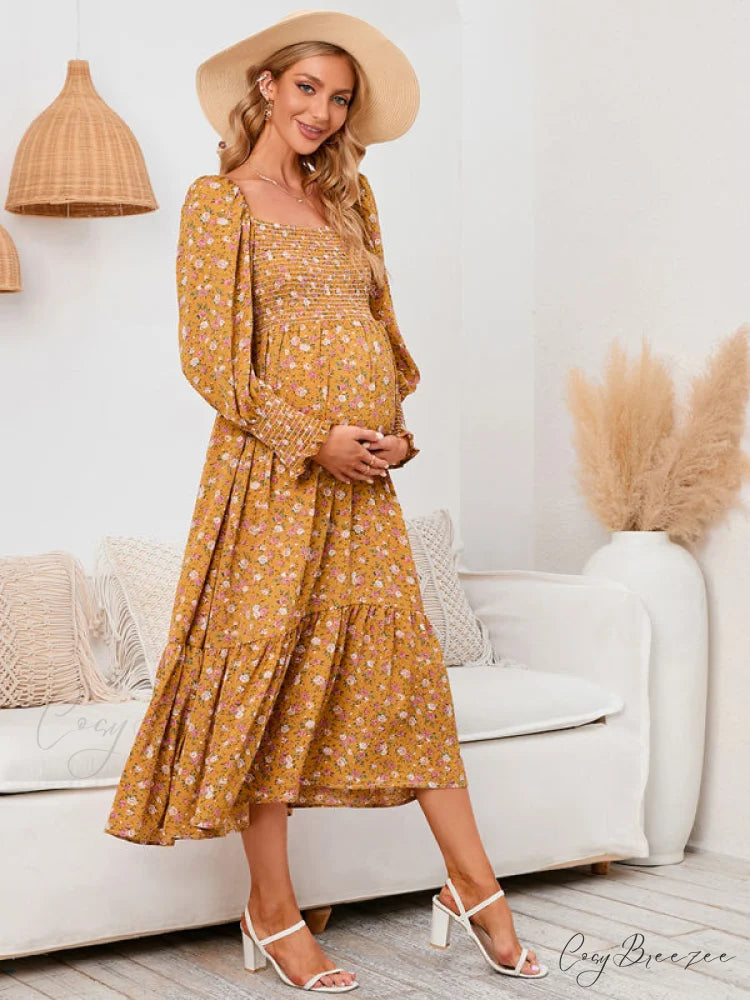 Flowered Maternity Small with Chiffon Gown Print