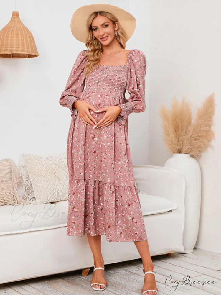 Flowered Maternity Small with Chiffon Gown Print