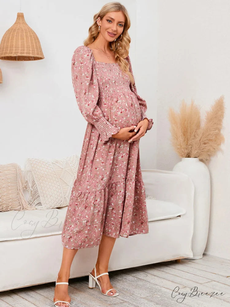 Flowered Maternity Small with Chiffon Gown Print