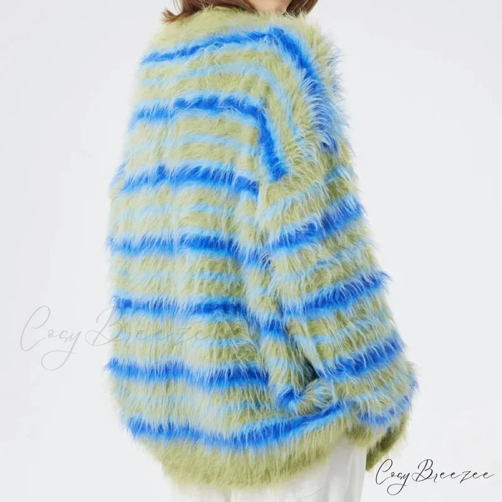 Fluffy V-neck Crop Top Knitted Cardigan cardigans-241228