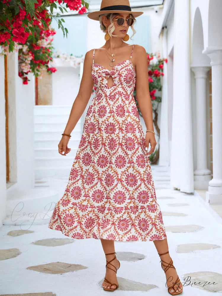 for Gown Midi Flowered Keyhole Women