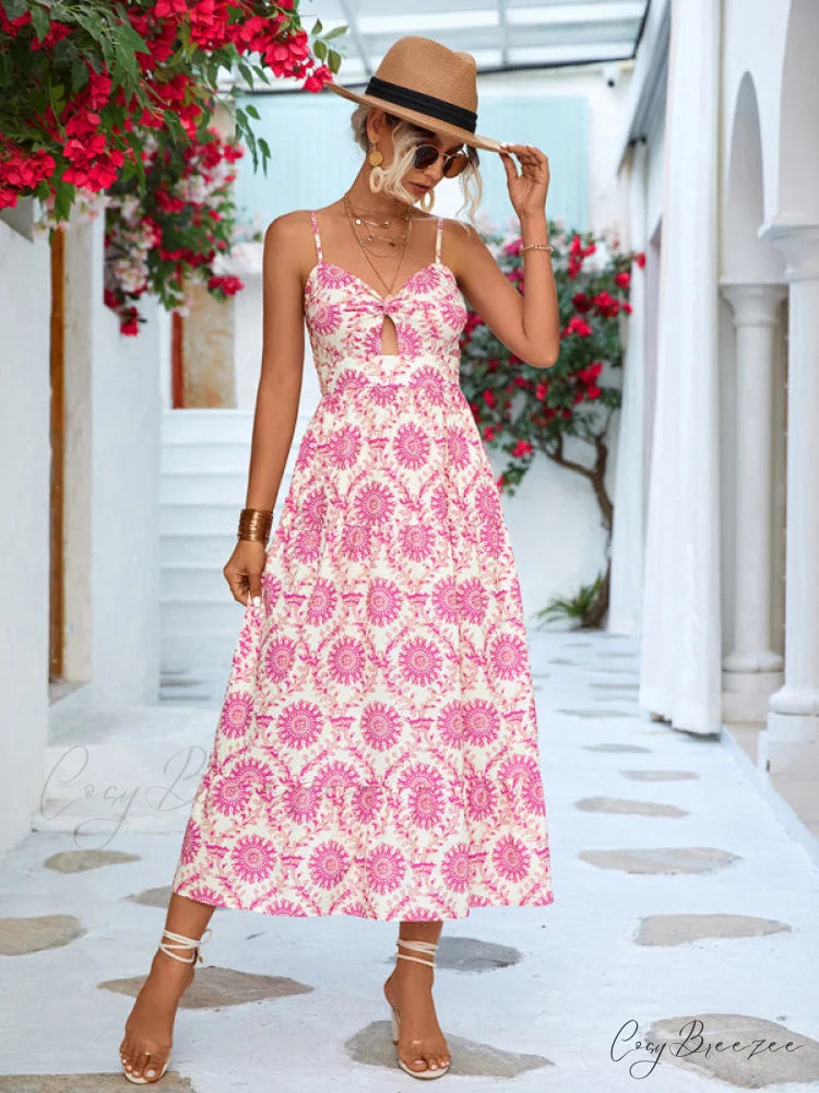 for Gown Midi Flowered Keyhole Women