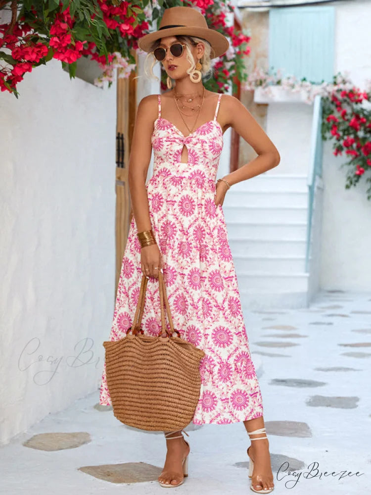 for Gown Midi Flowered Keyhole Women