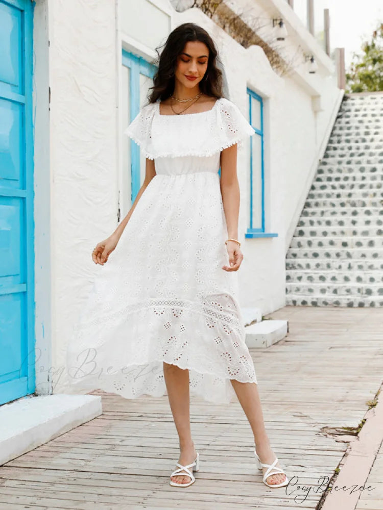 for Shoulder Lace Color Long Off Gown Solid Women White / S