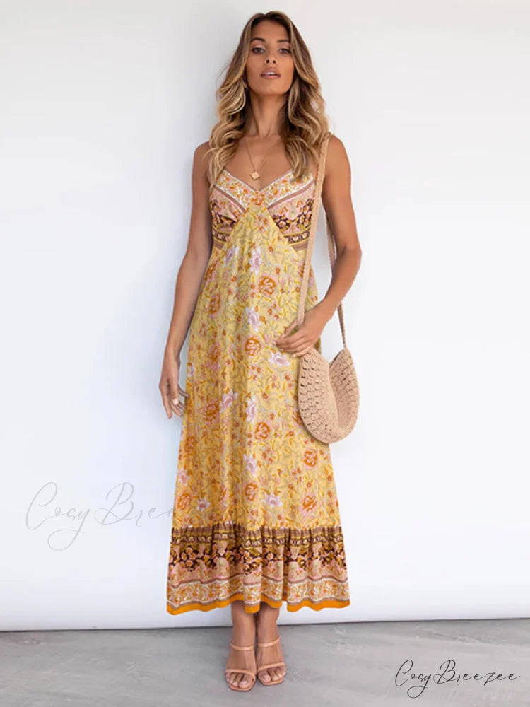 for Suspender Gown Flowered Bohemian Women