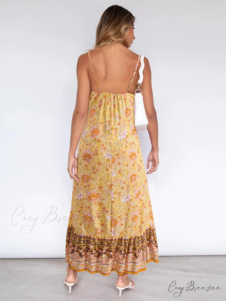 for Suspender Gown Flowered Bohemian Women