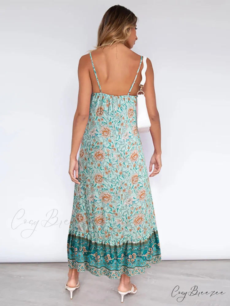 for Suspender Gown Flowered Bohemian Women
