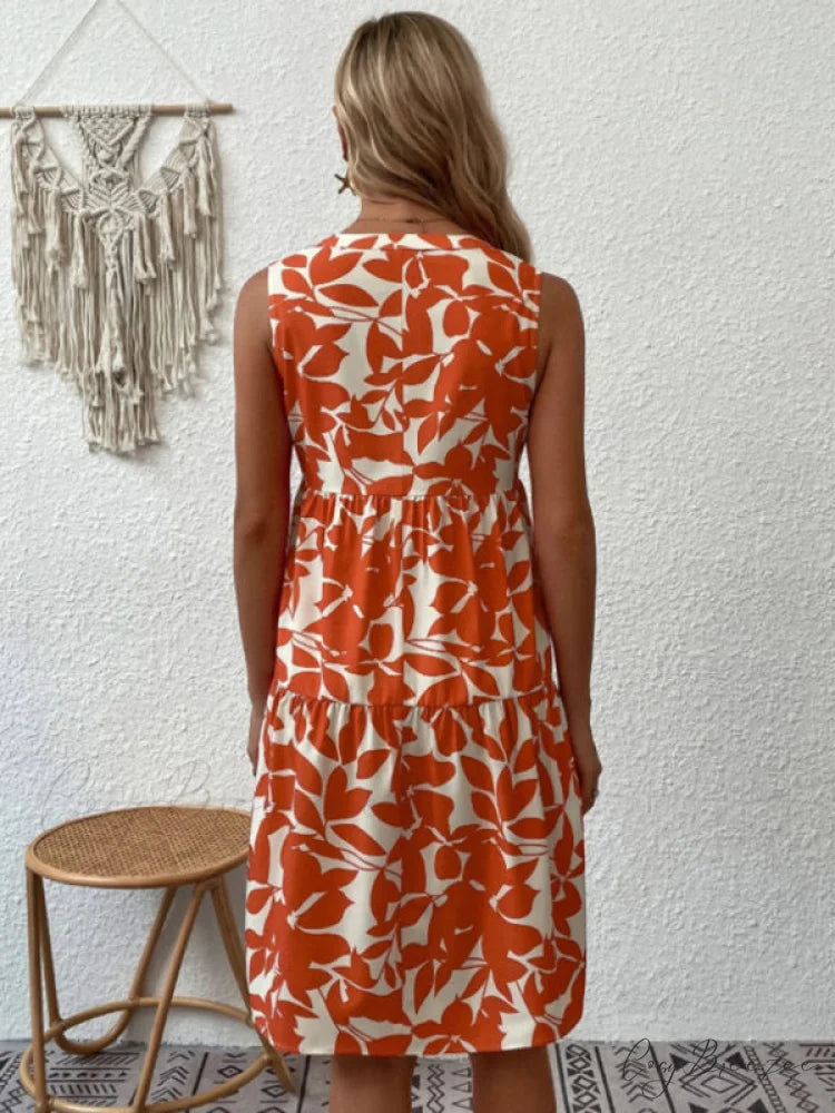 for Tiered Design Sleeveless Minidress Flowered Ruffle Women