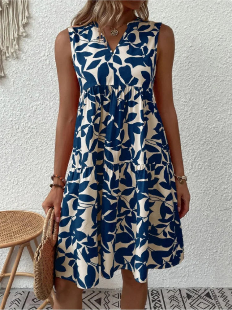 for Tiered Design Sleeveless Minidress Flowered Ruffle Women