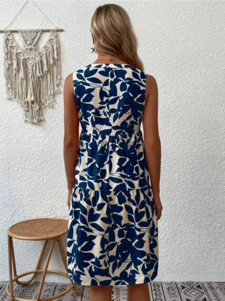 for Tiered Design Sleeveless Minidress Flowered Ruffle Women
