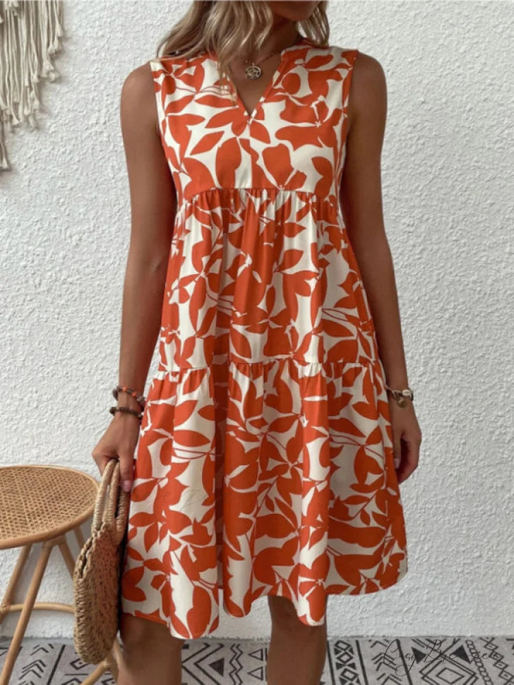 for Tiered Design Sleeveless Minidress Flowered Ruffle Women
