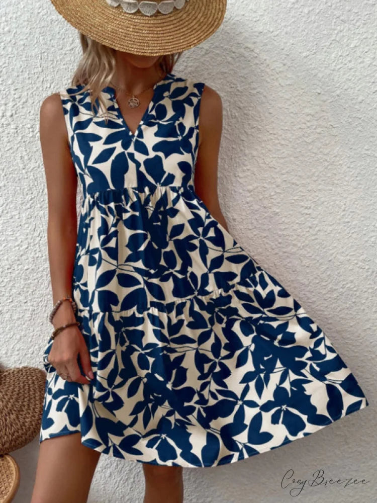 for Tiered Design Sleeveless Minidress Flowered Ruffle Women
