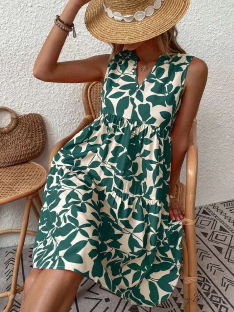 for Tiered Design Sleeveless Minidress Flowered Ruffle Women