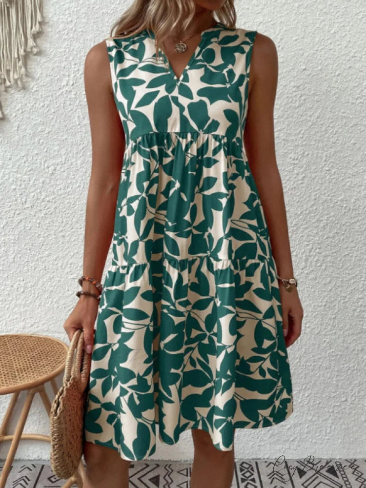 for Tiered Design Sleeveless Minidress Flowered Ruffle Women