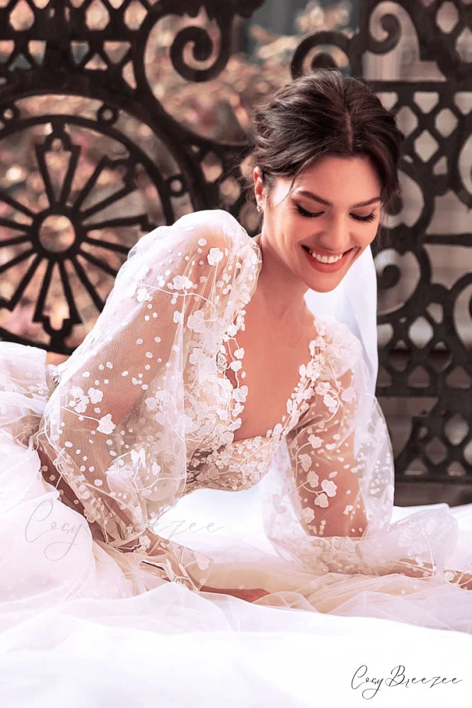 Forever Yours Romantic Trendy Floral Lace Wedding Dress