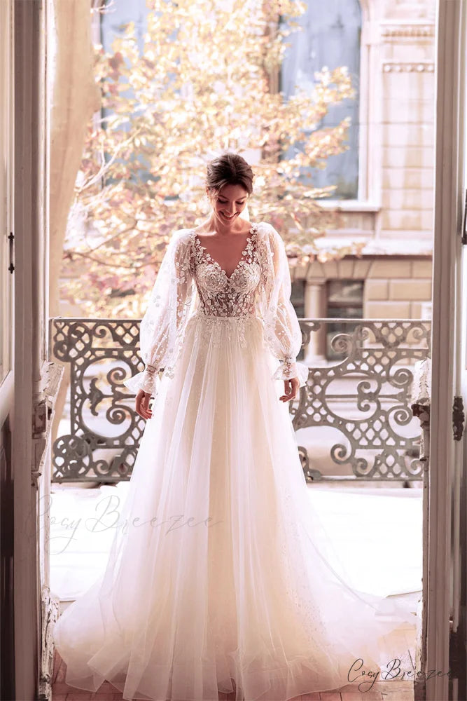 Forever Yours Romantic Trendy Floral Lace Wedding Dress