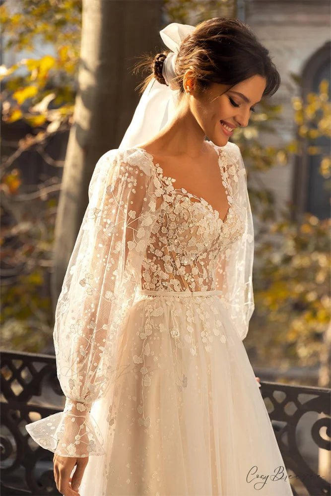 Forever Yours Romantic Trendy Floral Lace Wedding Dress