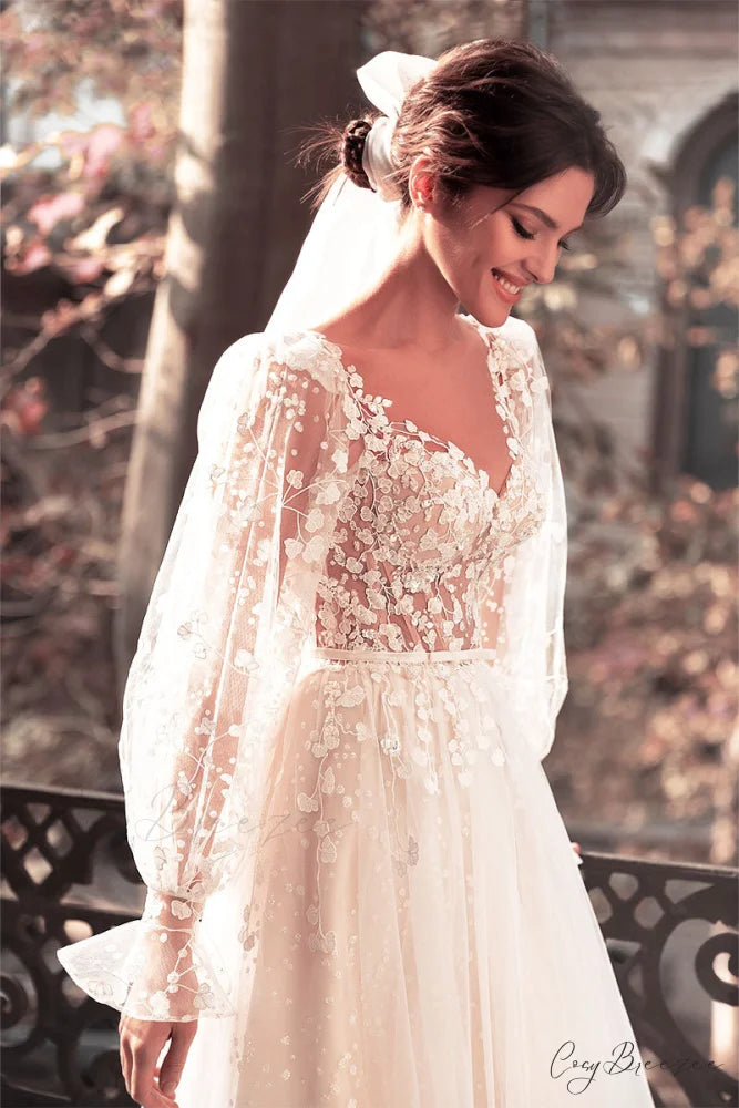 Forever Yours Romantic Trendy Floral Lace Wedding Dress