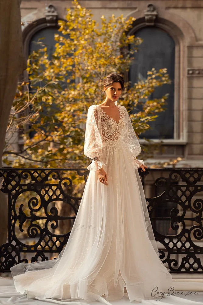 Forever Yours Romantic Trendy Floral Lace Wedding Dress
