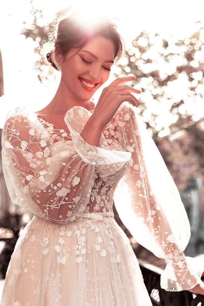 Forever Yours Romantic Trendy Floral Lace Wedding Dress