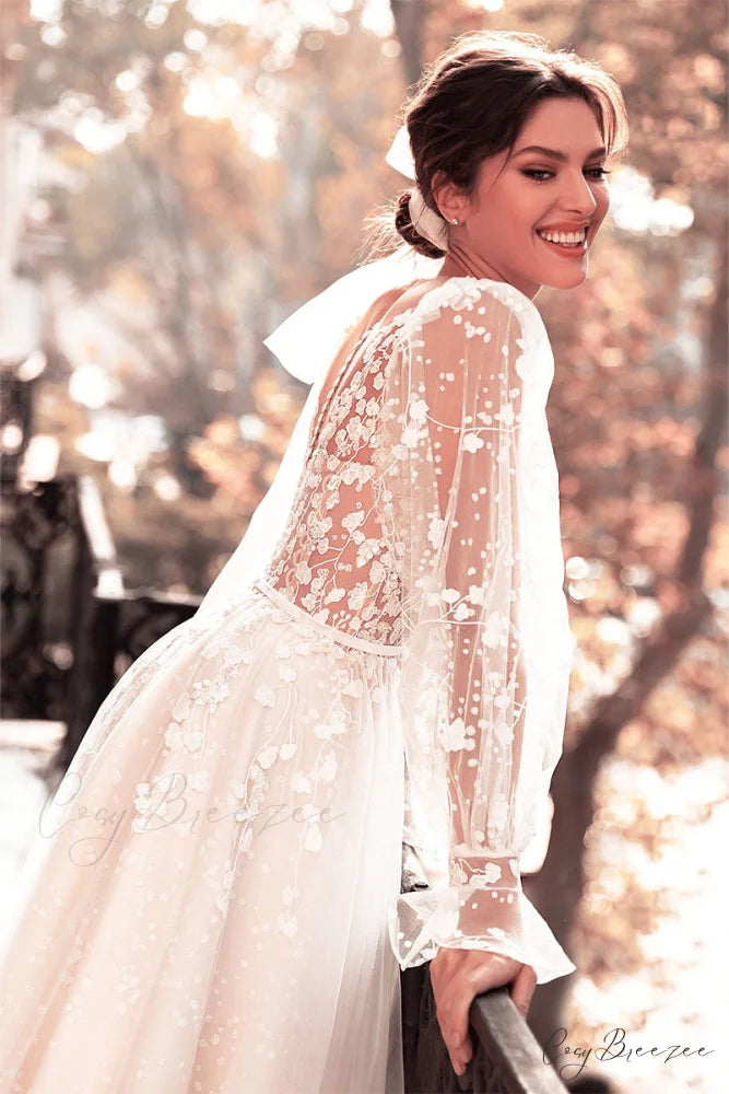 Forever Yours Romantic Trendy Floral Lace Wedding Dress