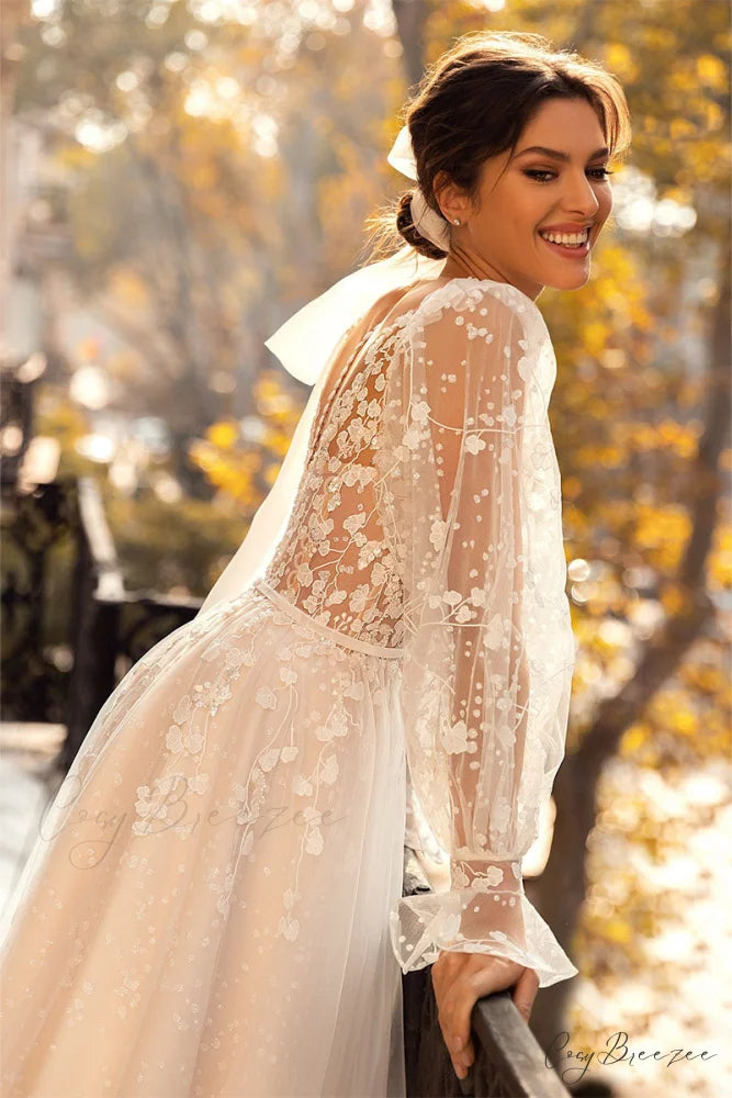 Forever Yours Romantic Trendy Floral Lace Wedding Dress