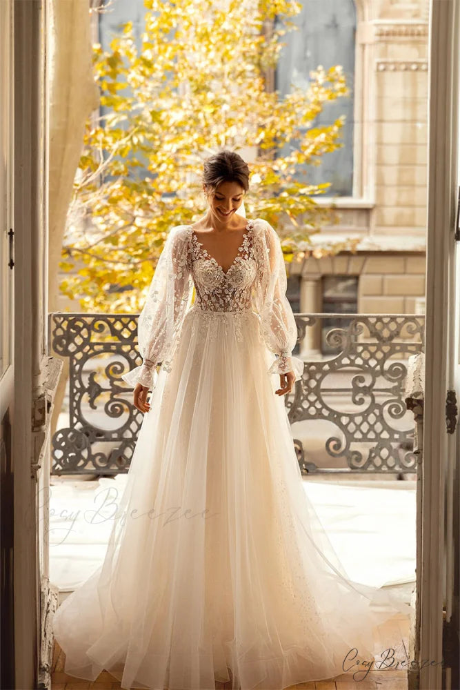 Forever Yours Romantic Trendy Floral Lace Wedding Dress Ivory / 2