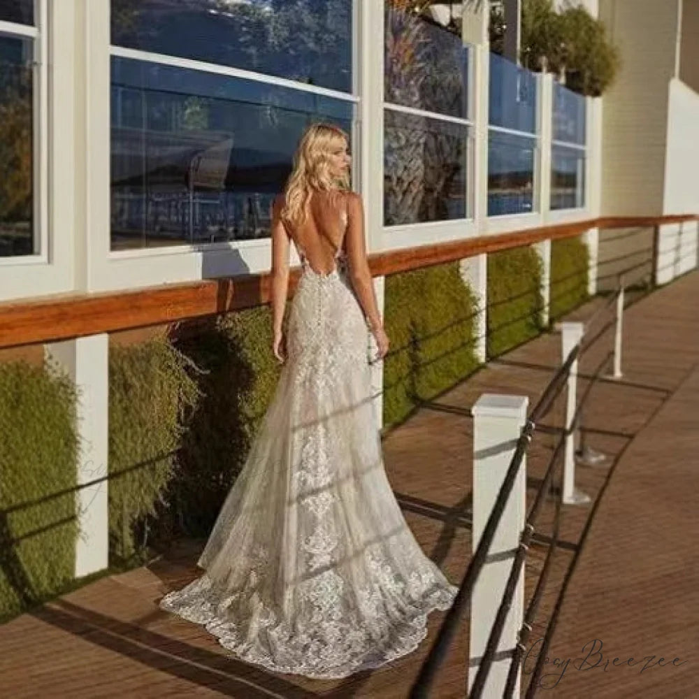 French Lace Long Train Bridal Wedding Dress weddingdress-250223