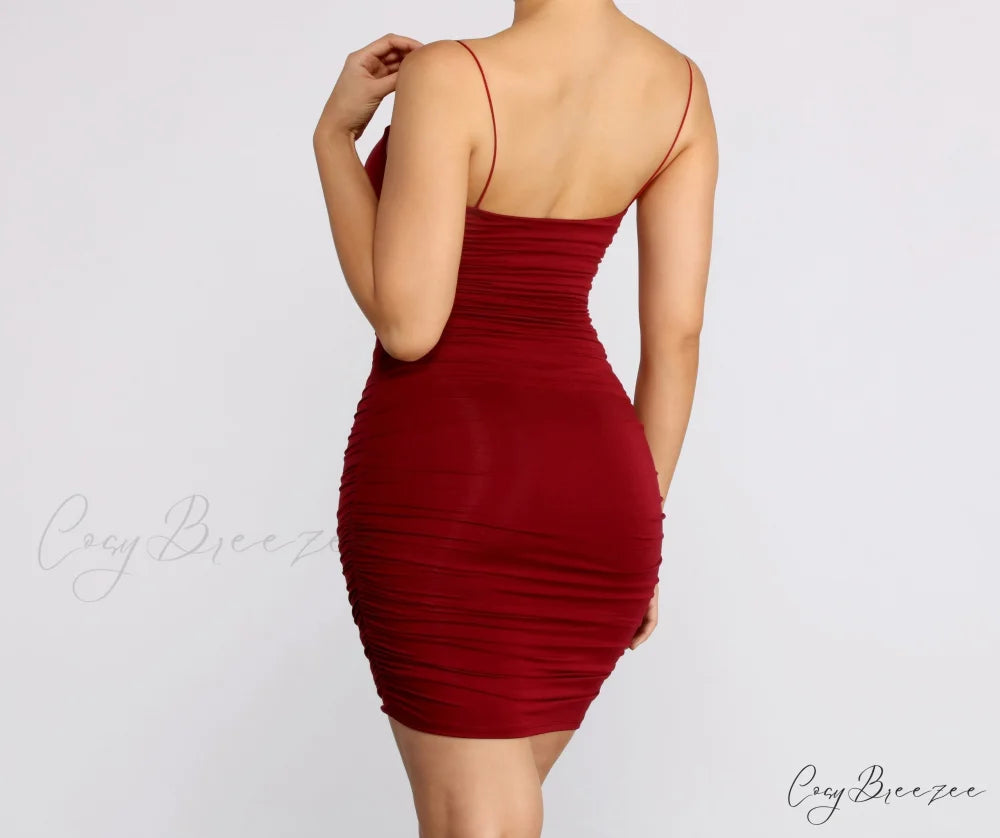 Friday Night Stylish Ruched Midi Dress