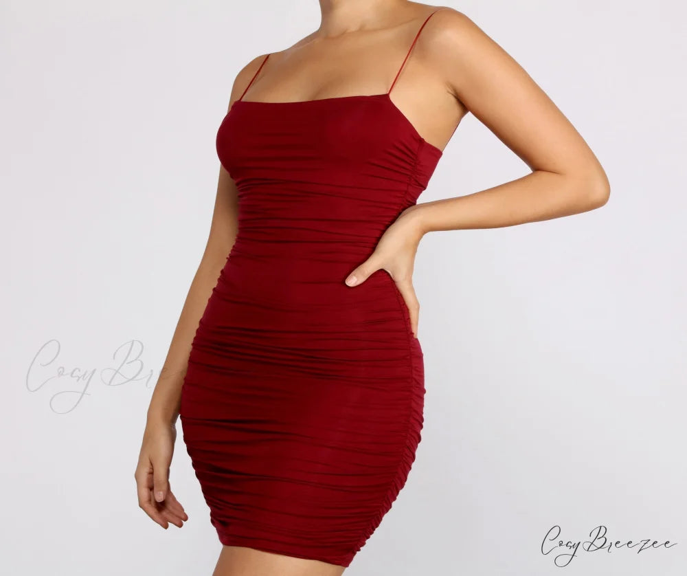 Friday Night Stylish Ruched Midi Dress