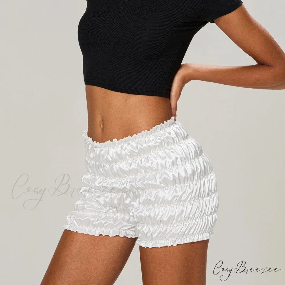Frill Tiered Ruched Bloomer Shorts short-250223