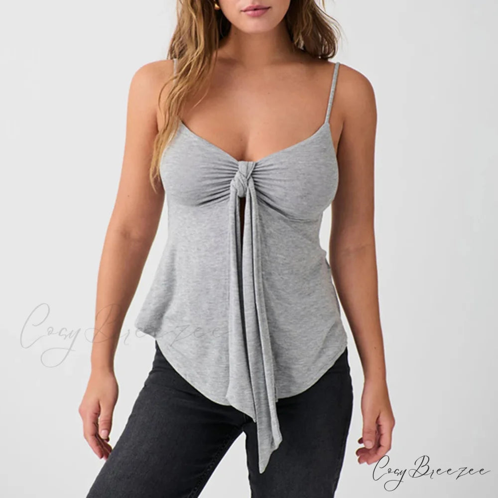 Front Split Tie Knot Crop Top grey / S croptop-250223