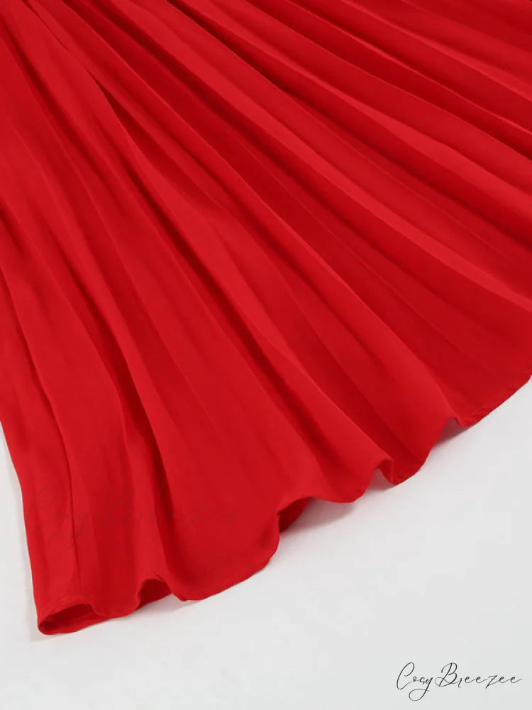 Full-Length Folded Belt Neck Long Waist Women’s at Gown and V with Faux-wrap Sleeves