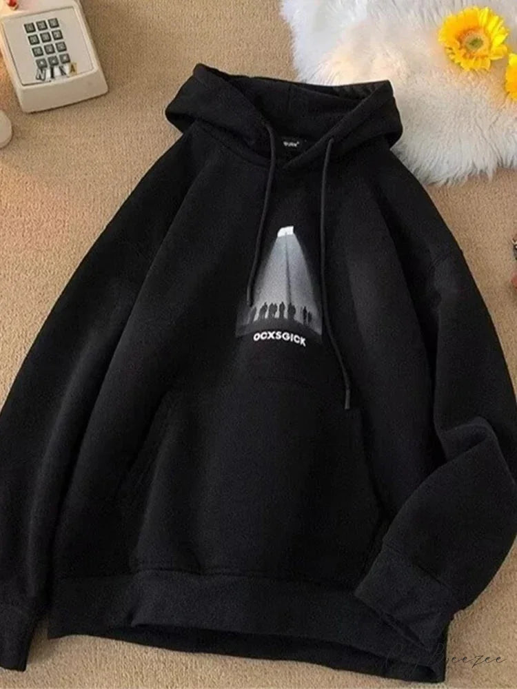Funny Graphic Fleece Y2K Hoodie Black / M(40-45KG) hoodies-241228