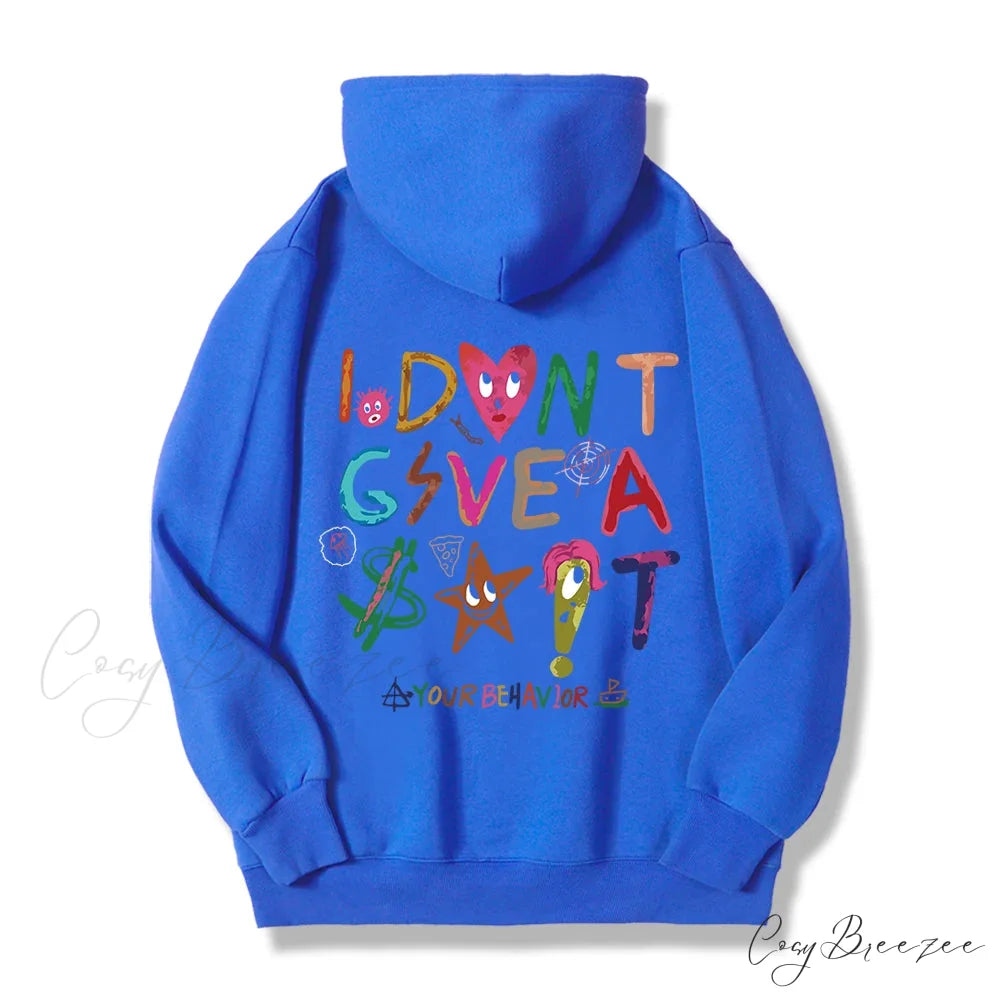 Funny Oversized Fleece Cozy Casual Hoodie Blue / S