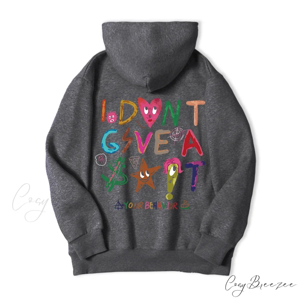 Funny Oversized Fleece Cozy Casual Hoodie Dark Gray / S