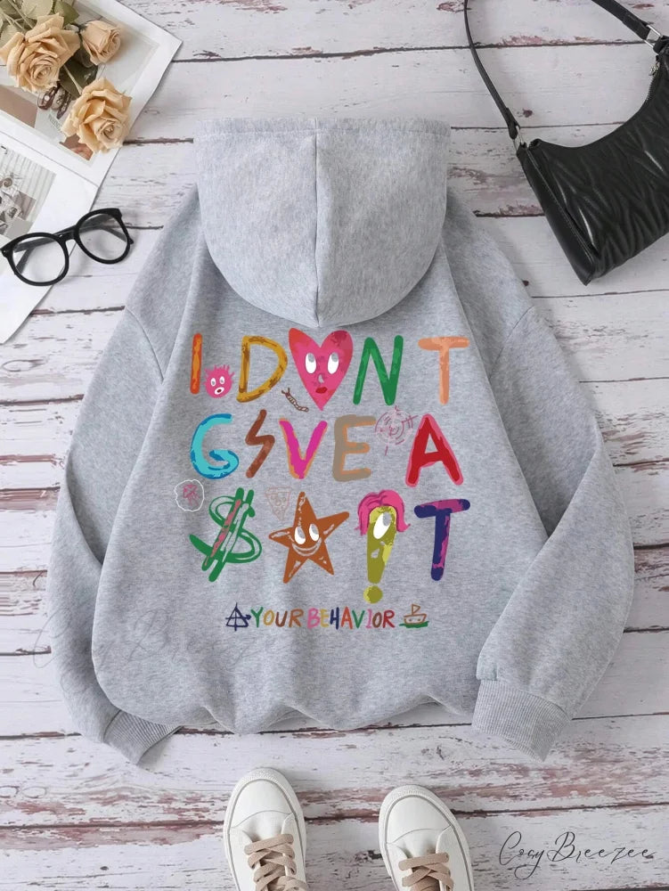 Funny Oversized Fleece Cozy Casual Hoodie Gray / S