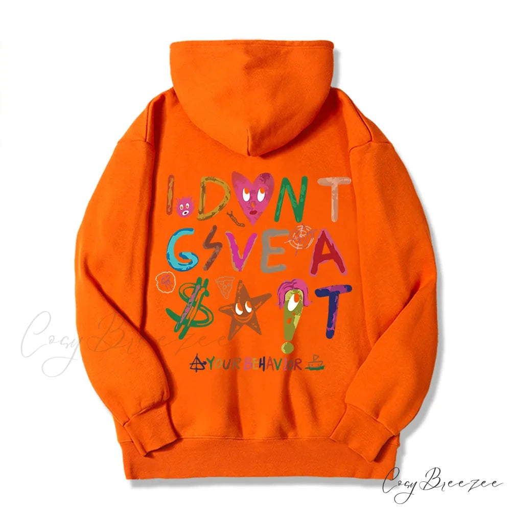 Funny Oversized Fleece Cozy Casual Hoodie Orange / S