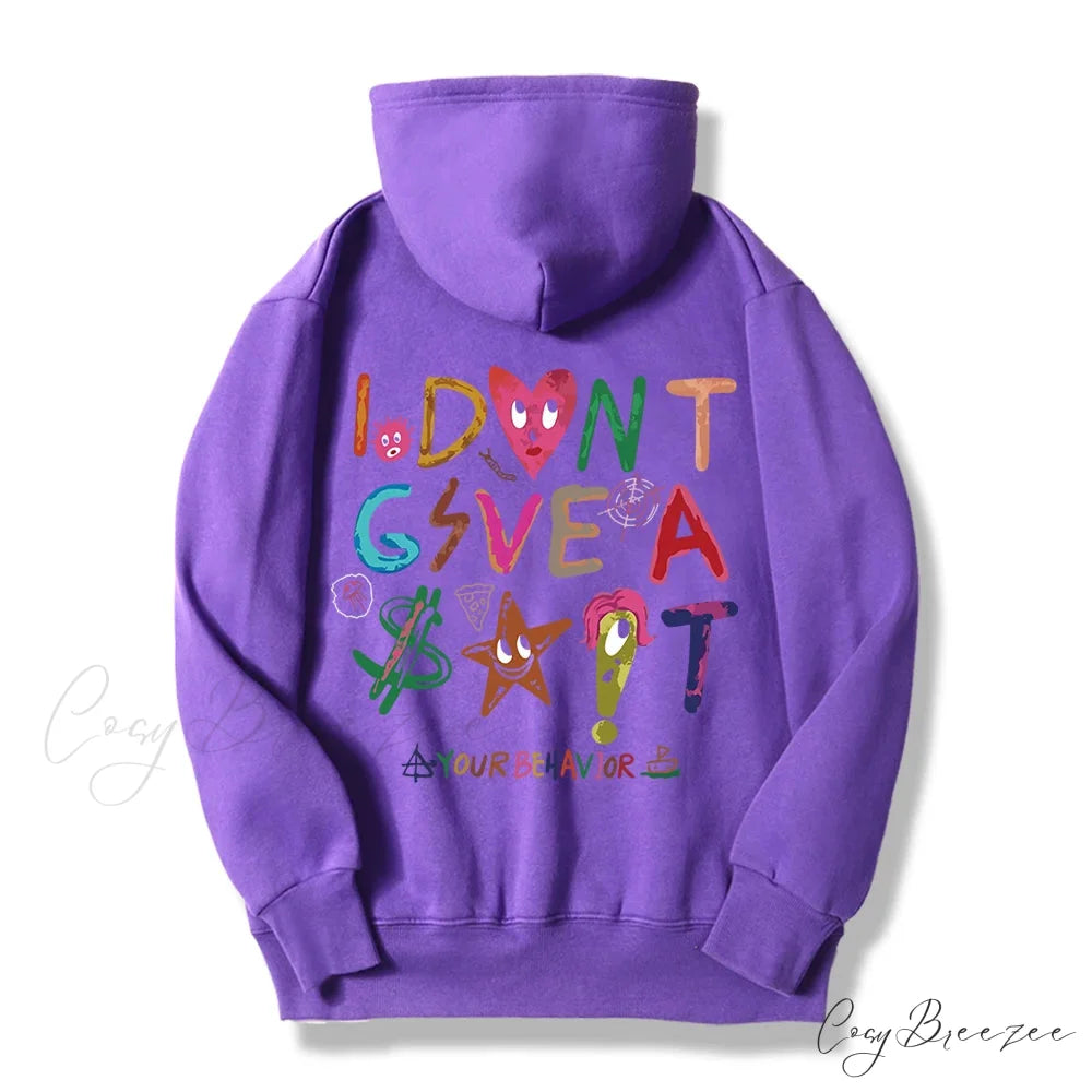 Funny Oversized Fleece Cozy Casual Hoodie Purple / S
