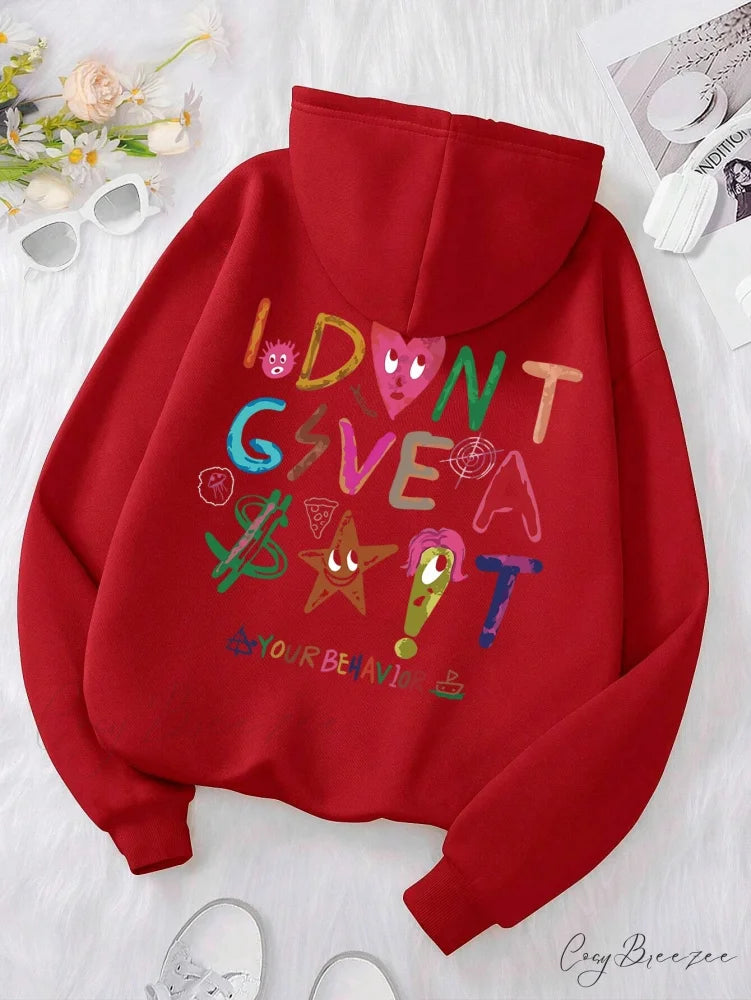 Funny Oversized Fleece Cozy Casual Hoodie Red / S