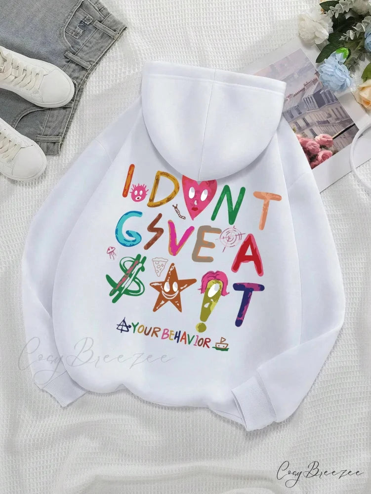 Funny Oversized Fleece Cozy Casual Hoodie White / S